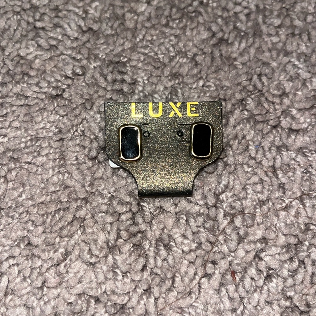 Luxe Black And Gold Rounded Rectangle Earrings